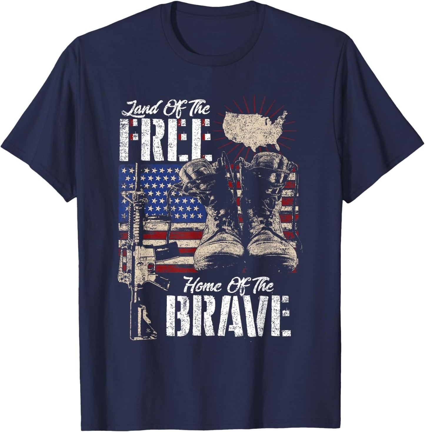 Land of the Free House of the Brave Veteran of the US Army T-Shirt - T-Shirt | Navy