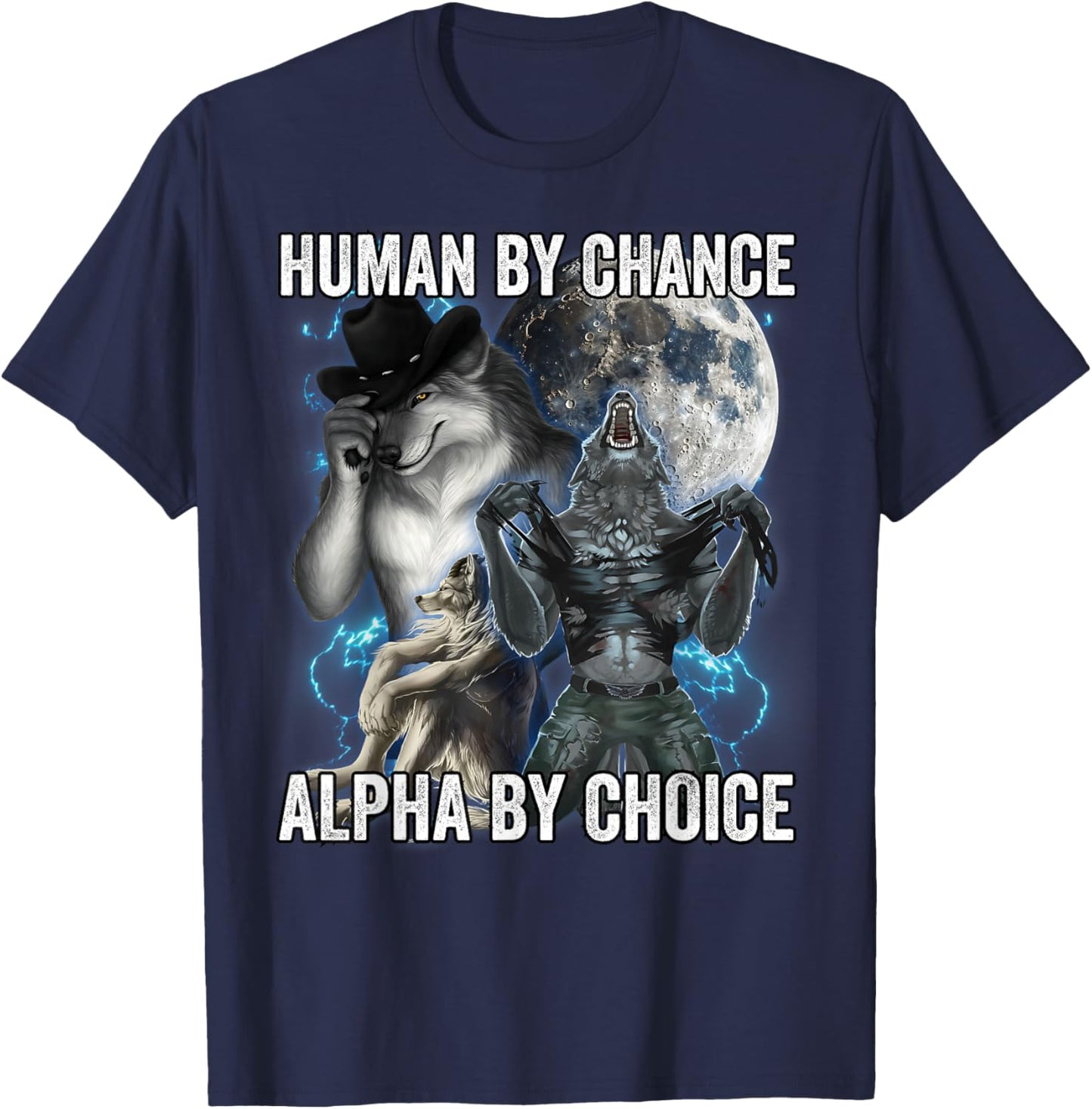 Human By Chance Alpha By Choice T-Shirt - T-Shirt | Navy