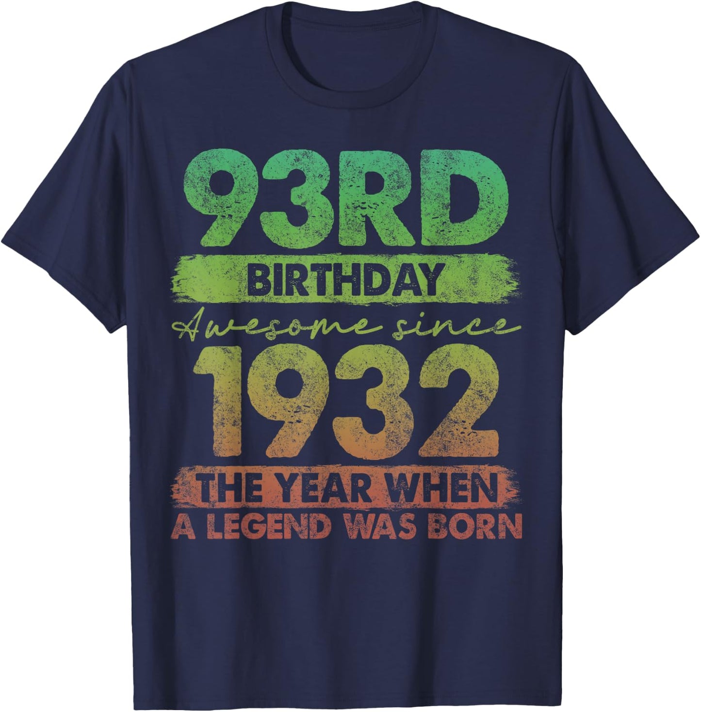 93 Year Old Gifts Vintage 1932 Limited Edition 93rd Birthday T-Shirt - T-Shirt | Navy