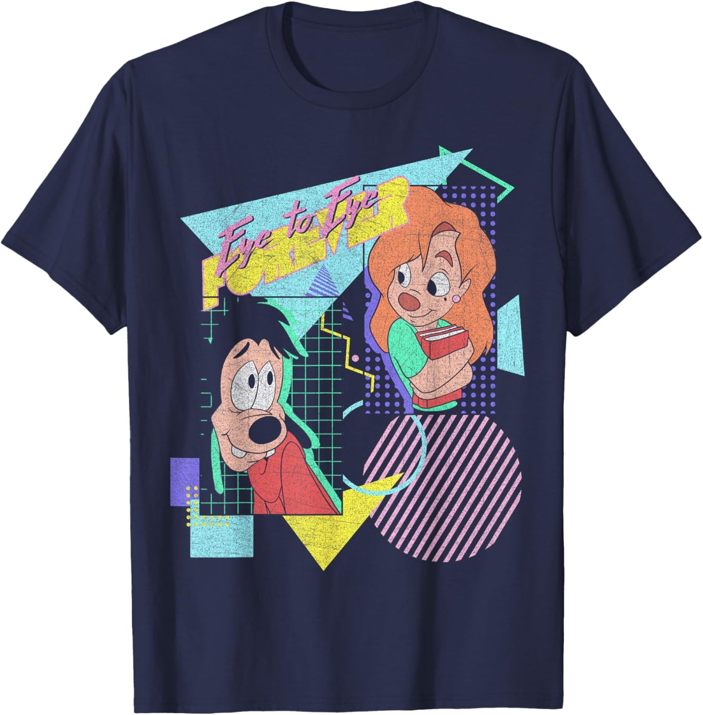 Disney A Goofy Movie Max & Roxanne Eye to Eye Poster T-Shirt - T-Shirt | Navy