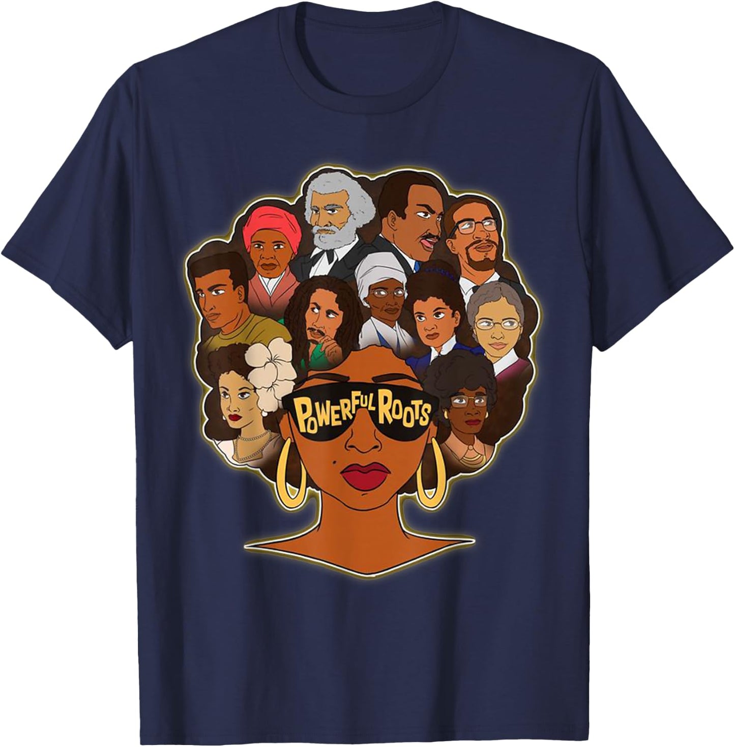Powerful Roots Black History Month I Love My Roots Gifts T-Shirt - T-Shirt | Navy