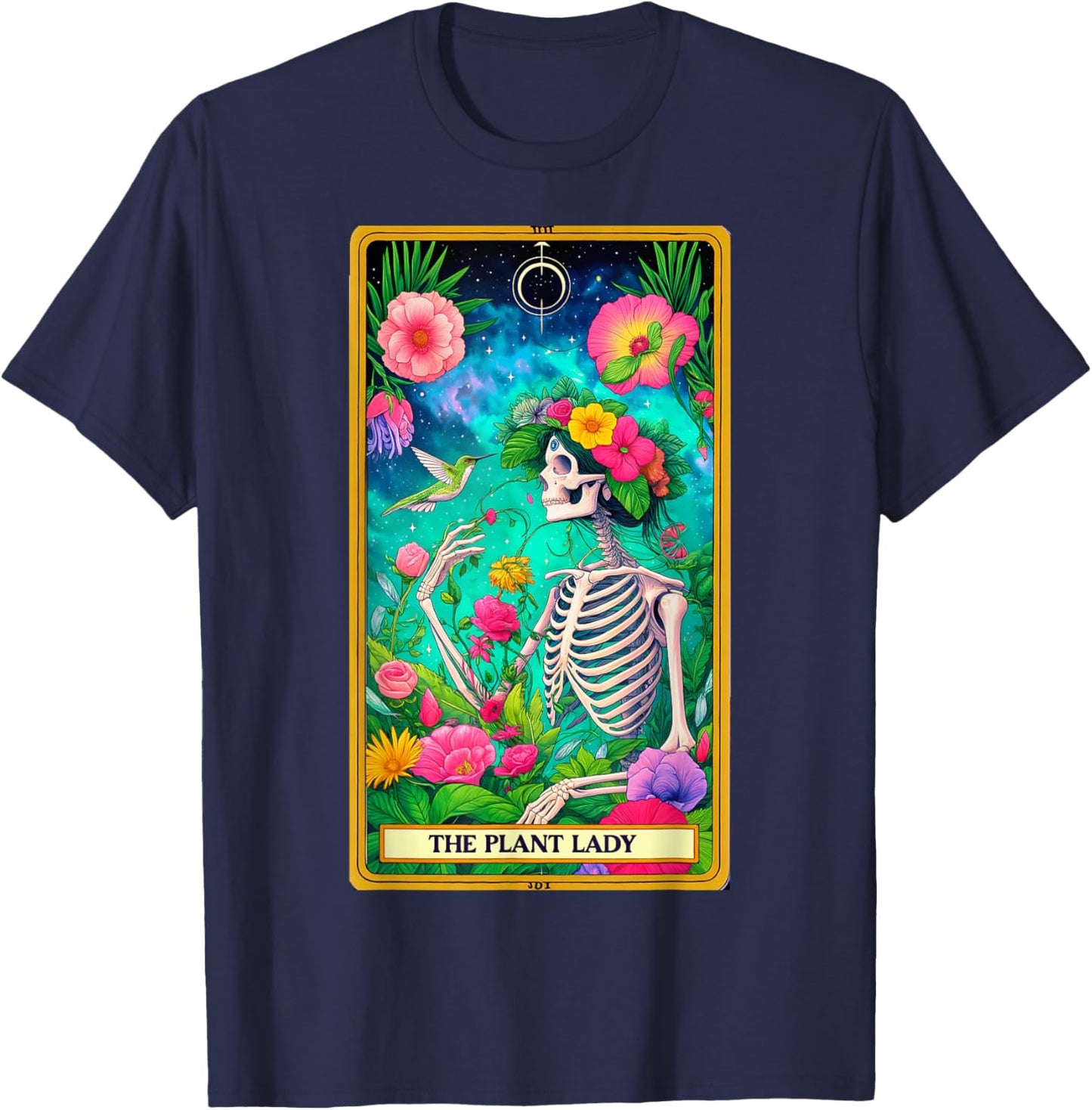 Plant Lady Tarot Card Skeleton Skelly Garden Gardener Women T-Shirt - T-Shirt | Navy