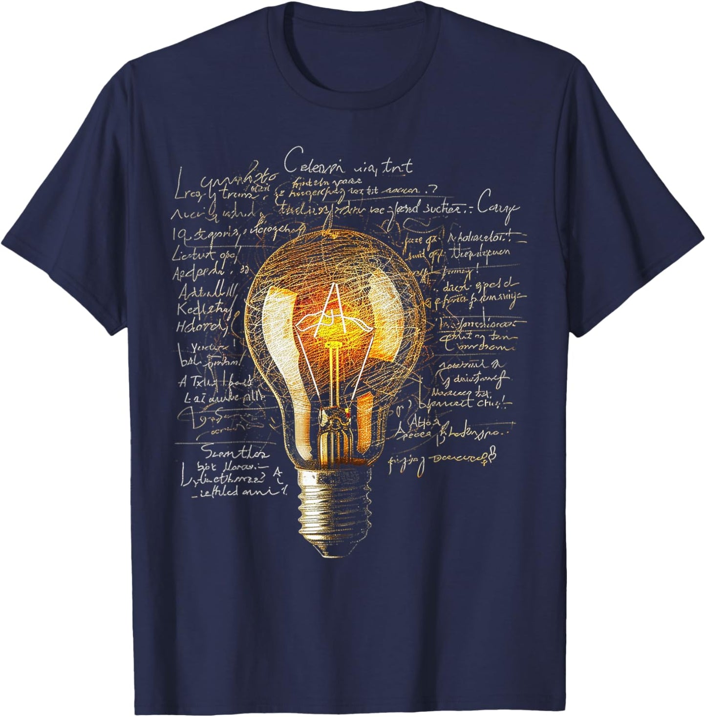 Light Bulb Text Drawing Abstract Art Graphic T-Shirt - T-Shirt | Navy
