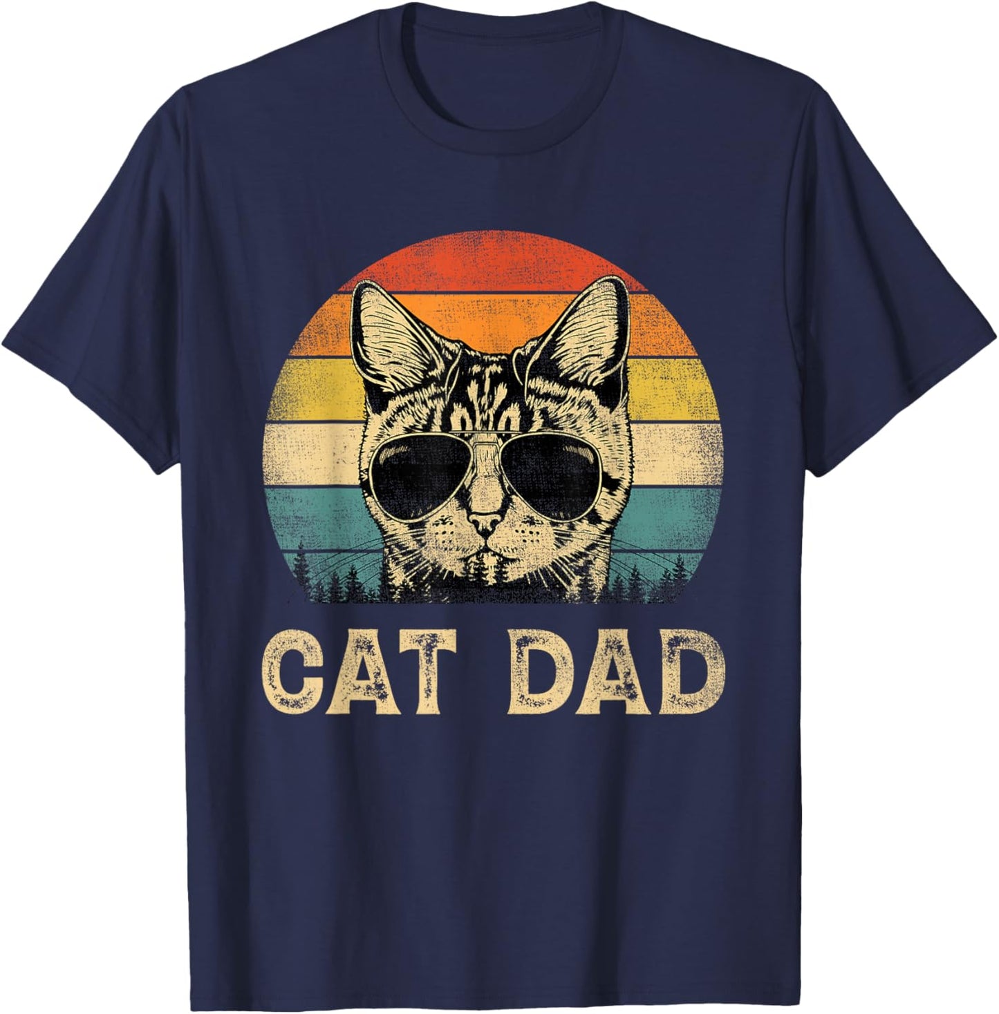 Vintage Cat Dad Cat Lovers Daddy Father's Day T-Shirt - T-Shirt | Navy