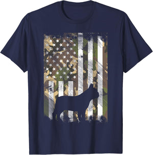 Camo US Flag French Bulldog Frenchie Patriot Dog Lover Gift T-Shirt - T-Shirt | Navy