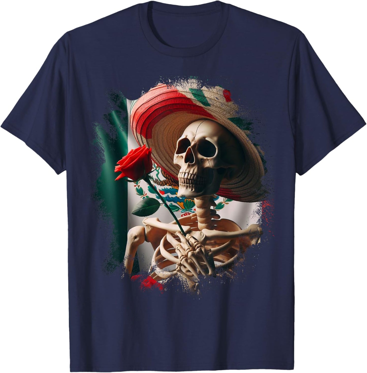 Mexico Gift Rose Tijuana Mexican Hispanic Pride Poncho T-Shirt - T-Shirt | Navy
