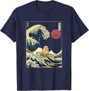 Seal Kanagawa Wave Funny Surf Animal T-Shirt - T-Shirt | Navy