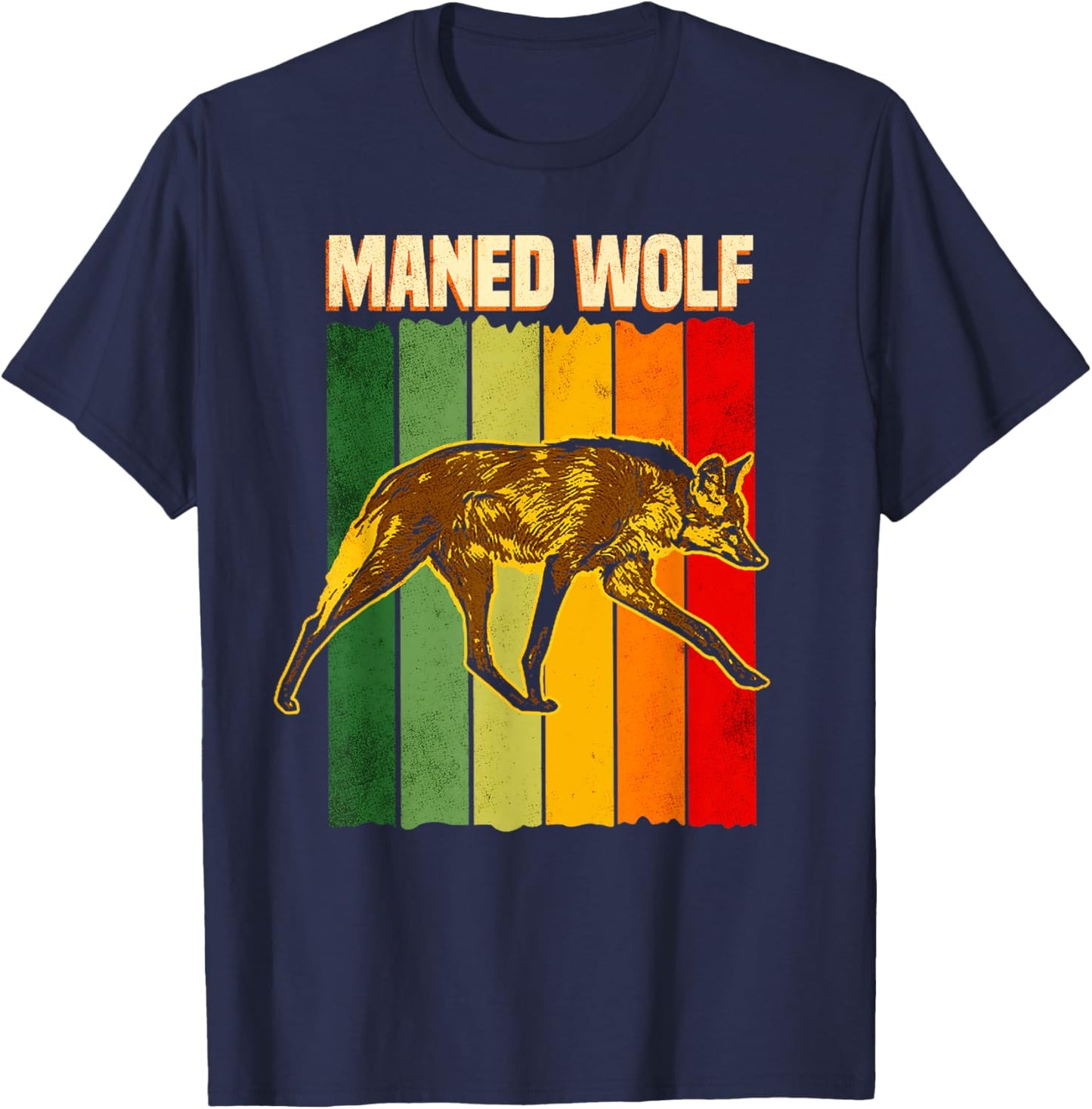 Maned Wolf South America Animal Colorful T-Shirt - T-Shirt | Navy