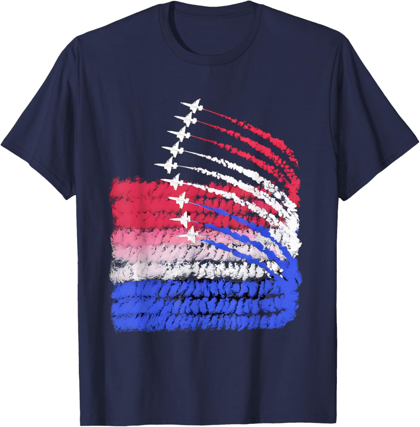 USA Flag Fighter Jets Patriotic Red Blue White 4th of July Women Kids Men T-Shirt - T-Shirt | Navy
