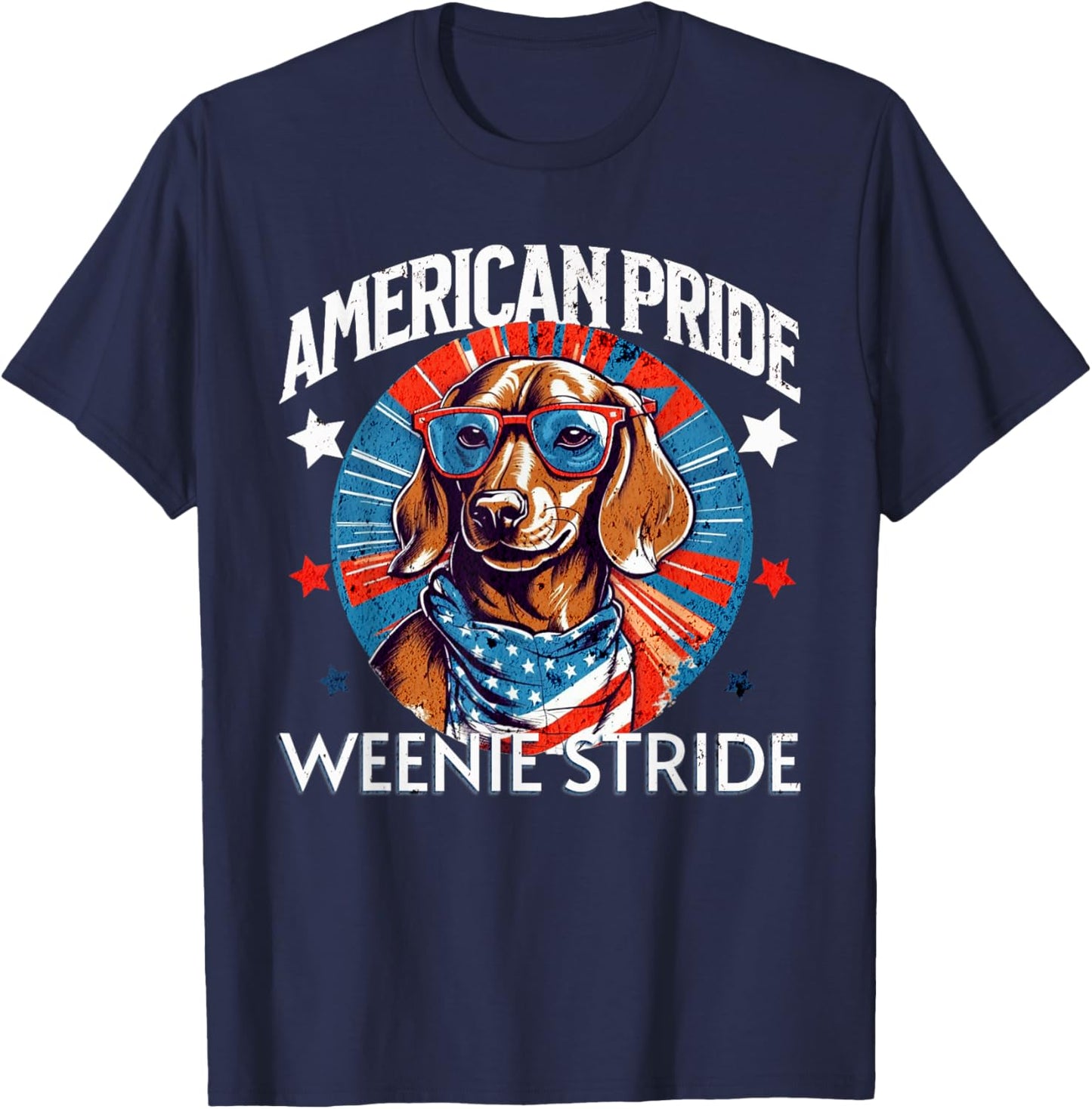 4th of July Funny Dachsund Weiner Dog Weenie USA America T-Shirt - T-Shirt | Navy