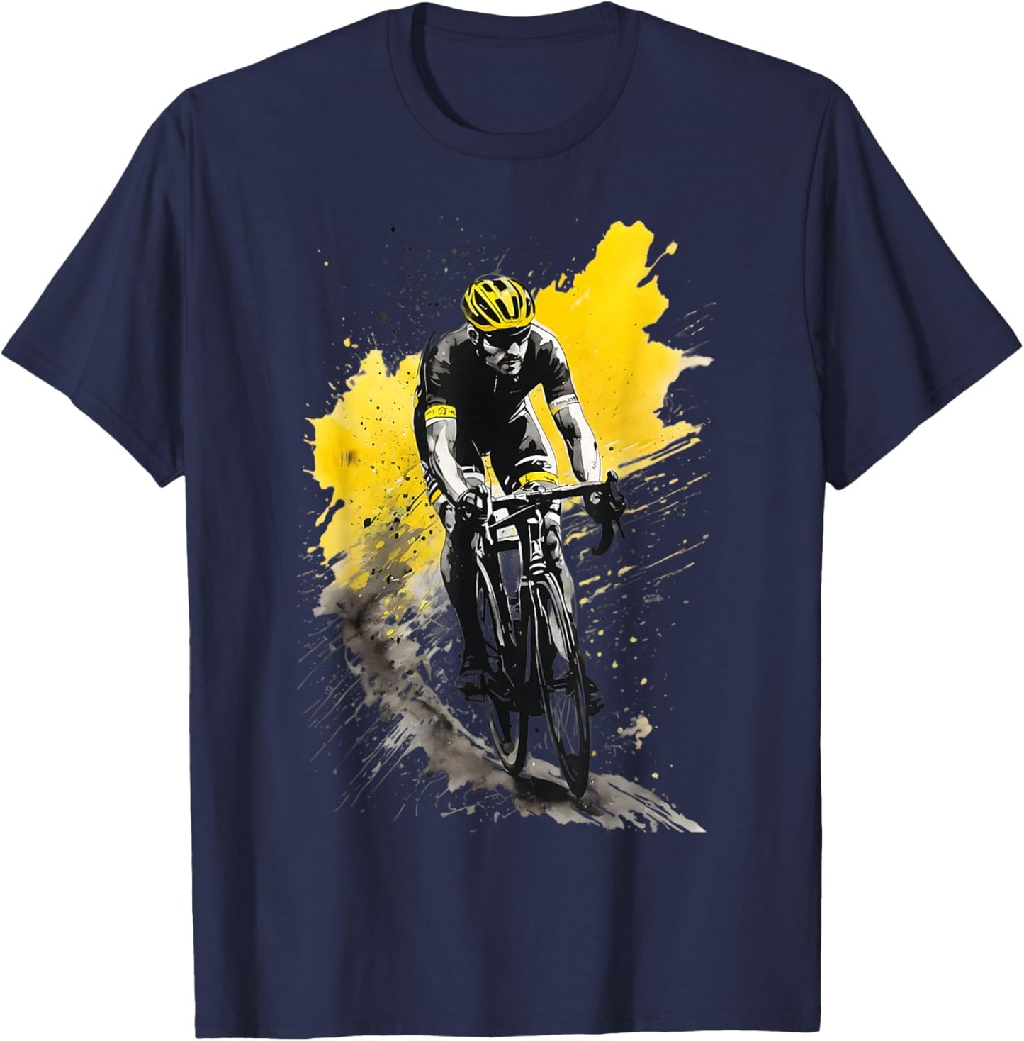Racing Cyclist On Road Bike T-Shirt - T-Shirt | Navy