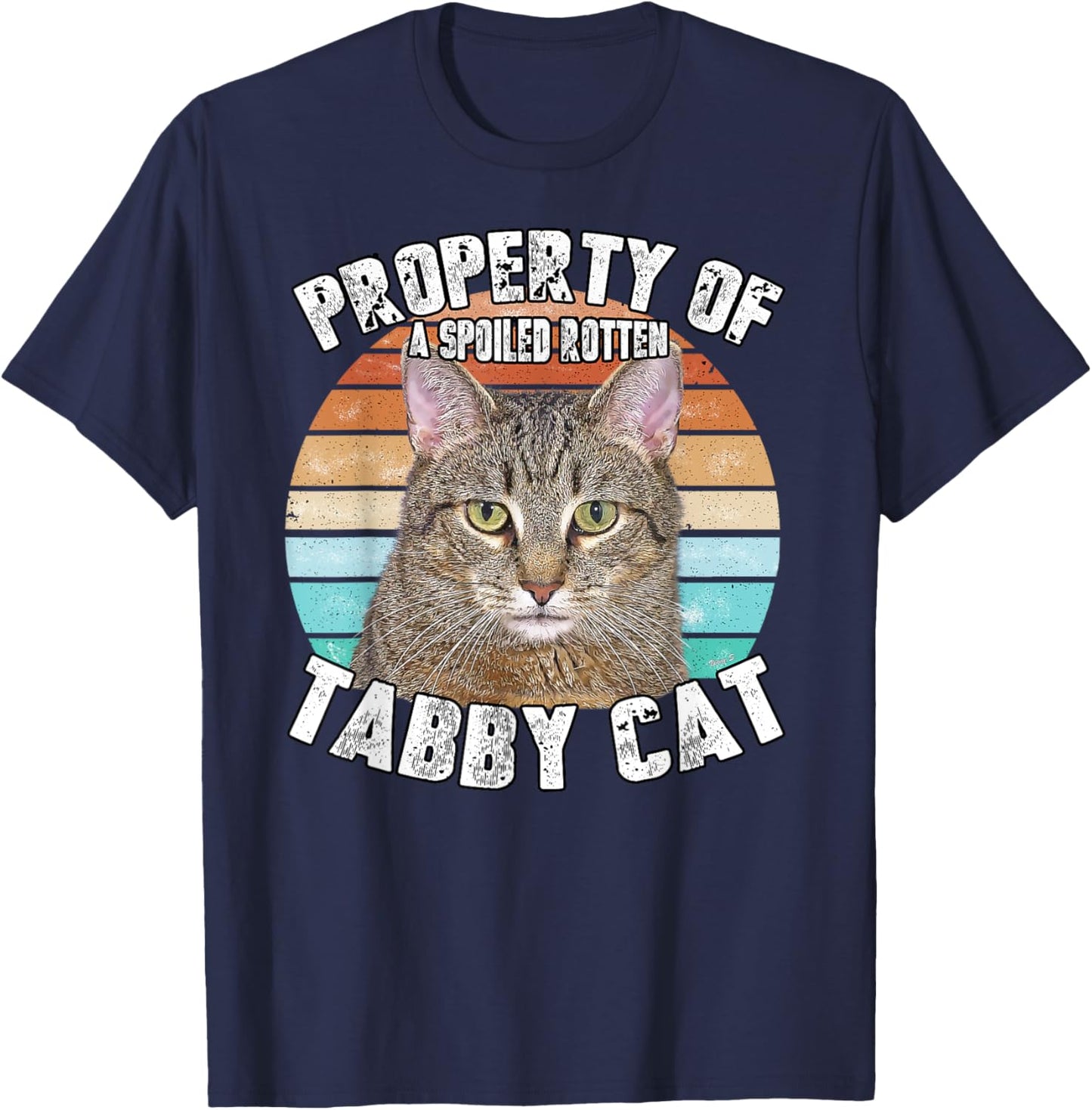 Cat Tabby Lover Vintage Eighties Style Cat Retro Gift Women Girls Kids T-Shirt - T-Shirt | Navy