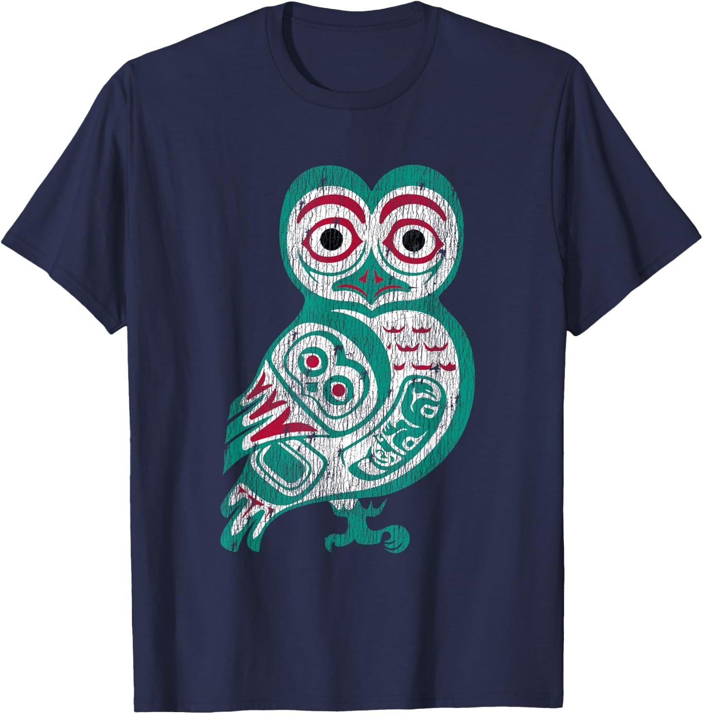 Haida art Native American Gift Owl Totem T-Shirt - T-Shirt | Navy