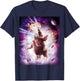 Laser Eyes Space Cat Riding Sloth, Llama - Rainbow T-Shirt - T-Shirt | Navy