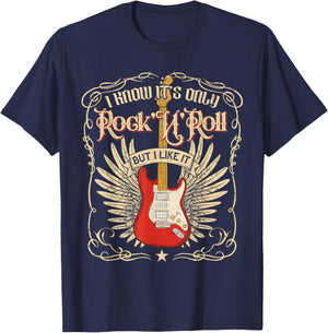 Ich weiß, es ist nur Rock'n'Roll, Aber ich mag es, Rockmusik T-Shirt - T-Shirt | Navy