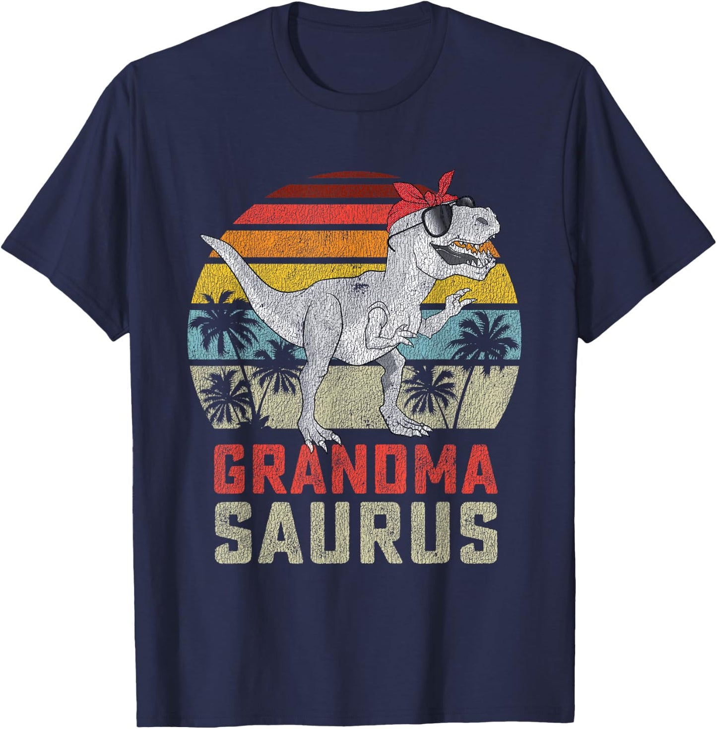 Grandmasaurus T Rex Dinosaur Grandma Saurus Family Matching T-Shirt - T-Shirt | Navy