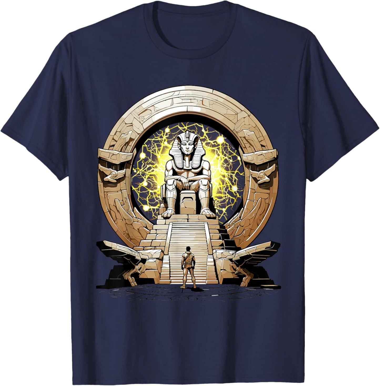 Ancient Deity Osiris stepping through a stargate portal T-Shirt - T-Shirt | Navy