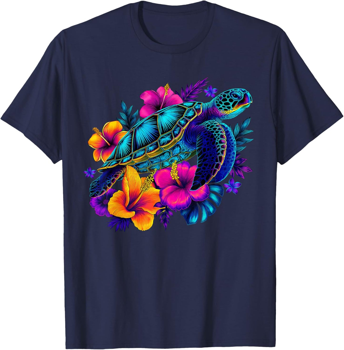 Retro Sea Turtle Summer Beach Ocean Animal Aloha Maui Hawaii T-Shirt - T-Shirt | Navy