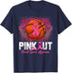 Pink Out Breast Cancer Awareness Basketball Leopard Bleached T-Shirt - T-Shirt | Navy