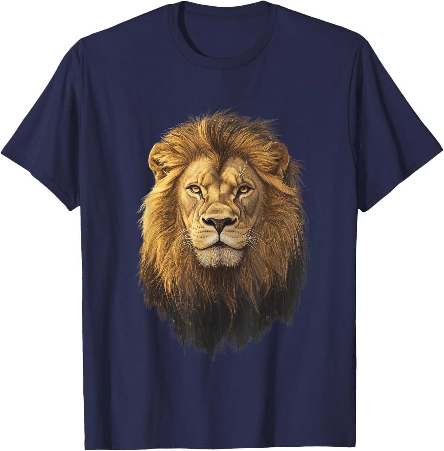 Realistic Lion Face Majestic Animal T-Shirt - T-Shirt | Navy