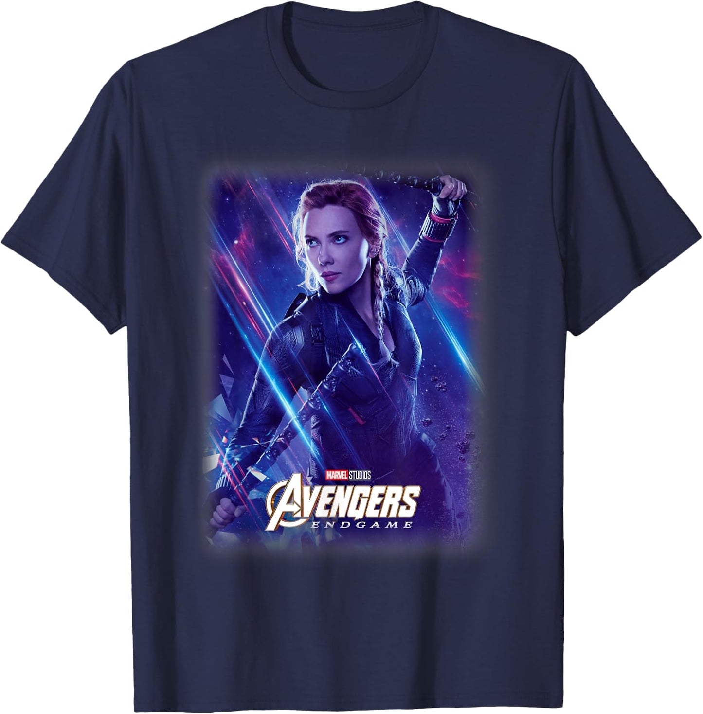 Marvel Avengers Endgame Black Widow Galactic Poster T-Shirt - T-Shirt | Navy