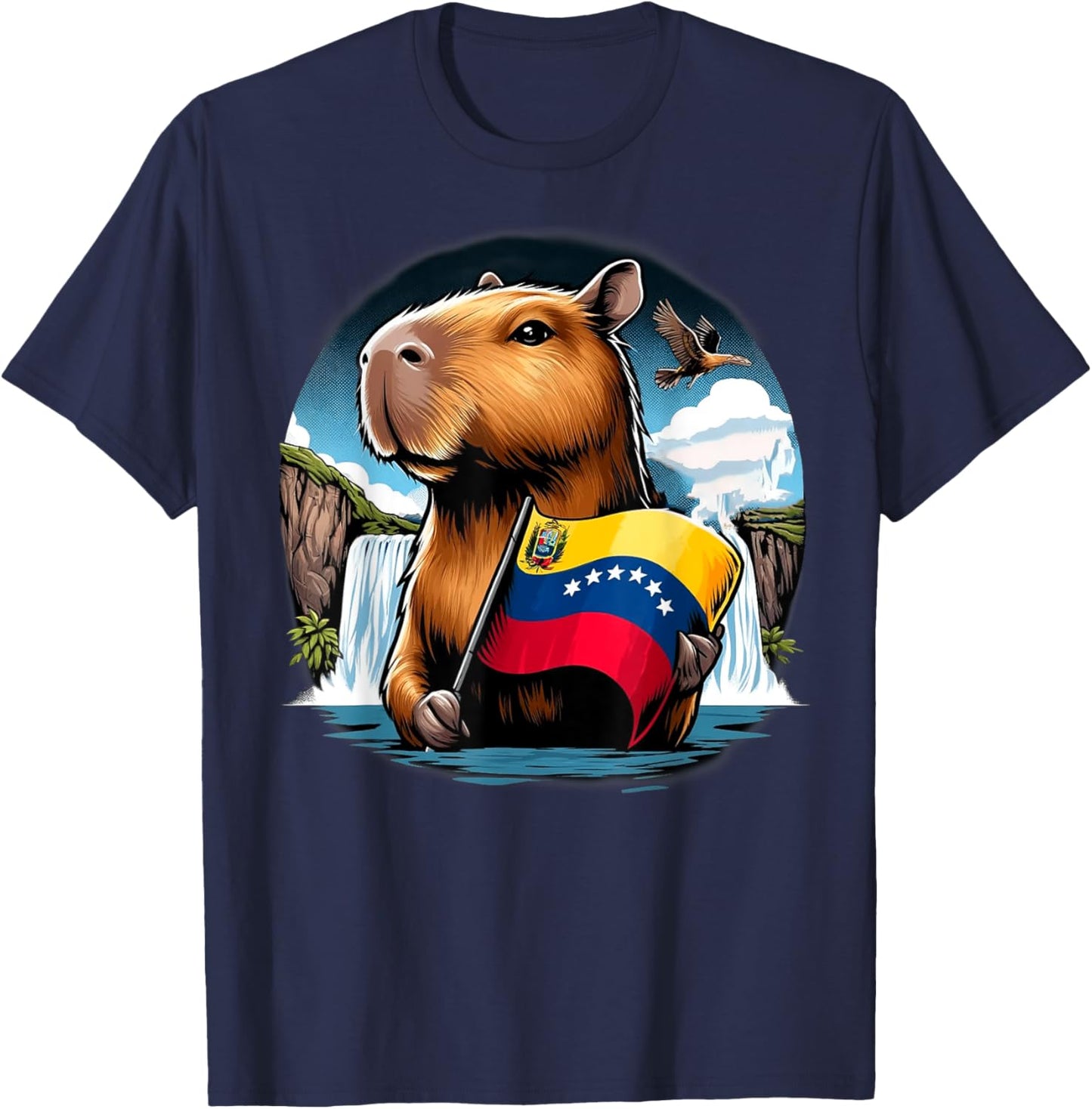 Capybara Venezuela Flag Animal Independence Show Outfit T-Shirt - T-Shirt | Navy