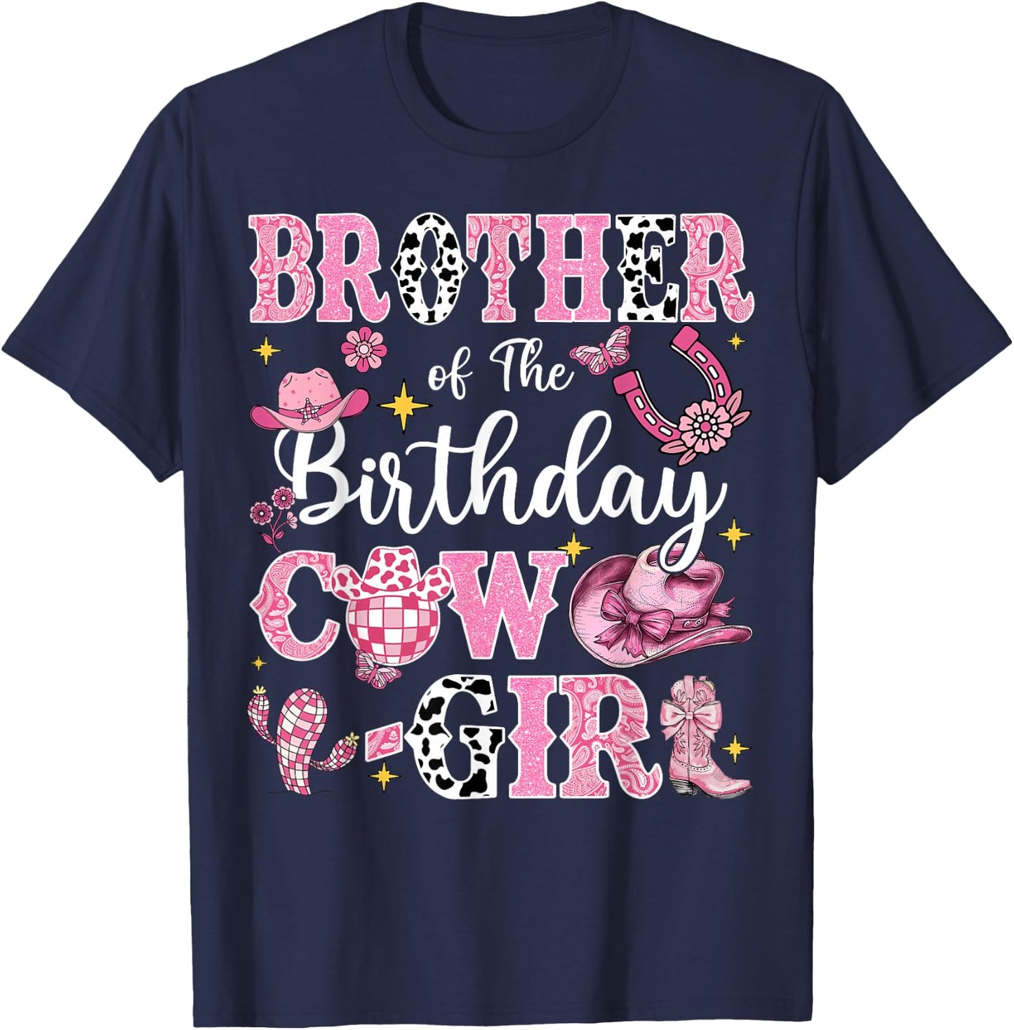 Brother Of The Birthday Cow-Girl Rodeo Brother Bday Party T-Shirt - T-Shirt | Navy