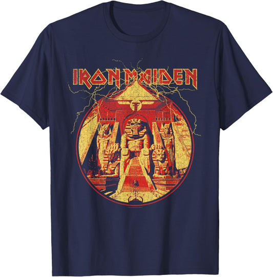 Iron Maiden Lightning Circle Navy T-Shirt - T-Shirt | Navy