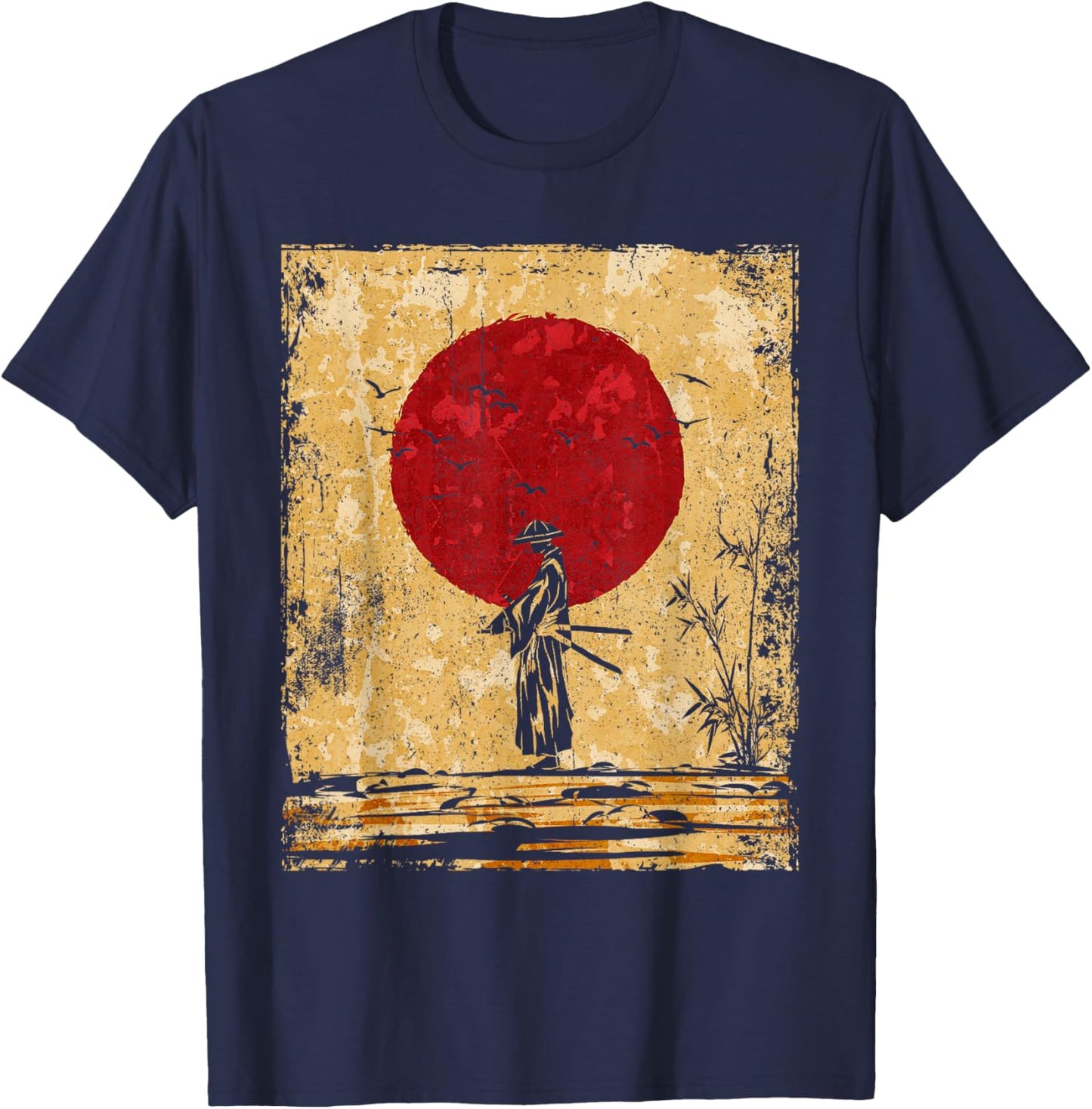 Samurai Japanese Art Vintage Fighter Retro T-Shirt - T-Shirt | Navy