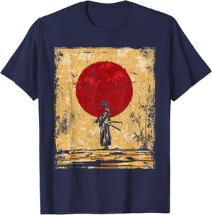 Samurai Japanese Art Vintage Fighter Retro T-Shirt - T-Shirt | Navy