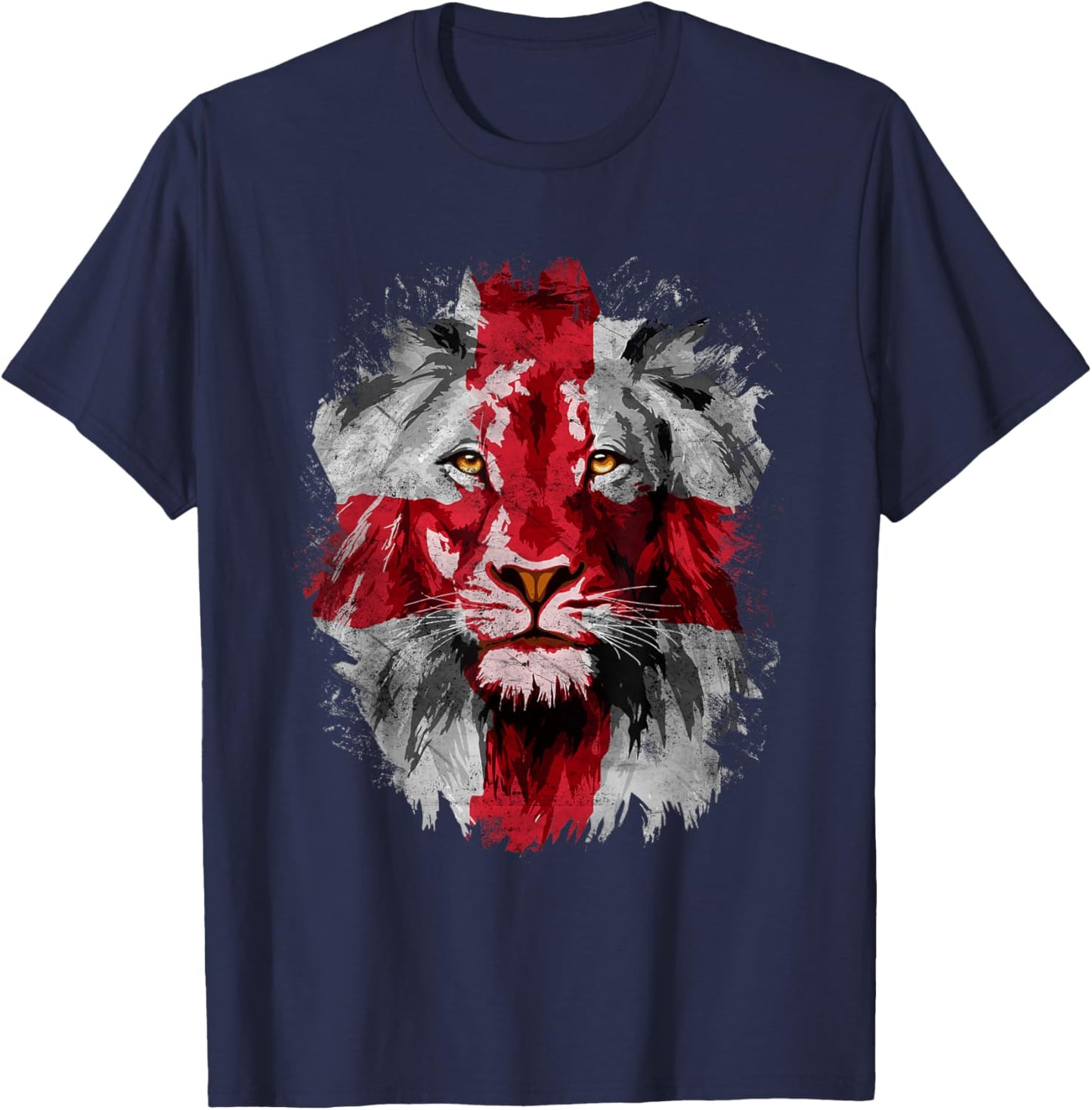 Vintage England National Flag Lion Face English England Flag T-Shirt - T-Shirt | Navy