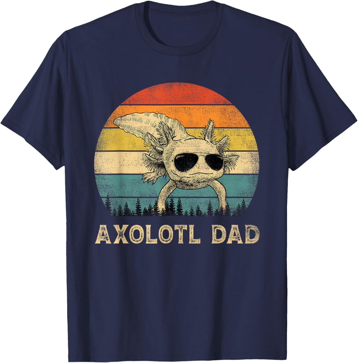 Vintage Axolotl Dad Axolotl Lovers Daddy Father's Day T-Shirt - T-Shirt | Navy