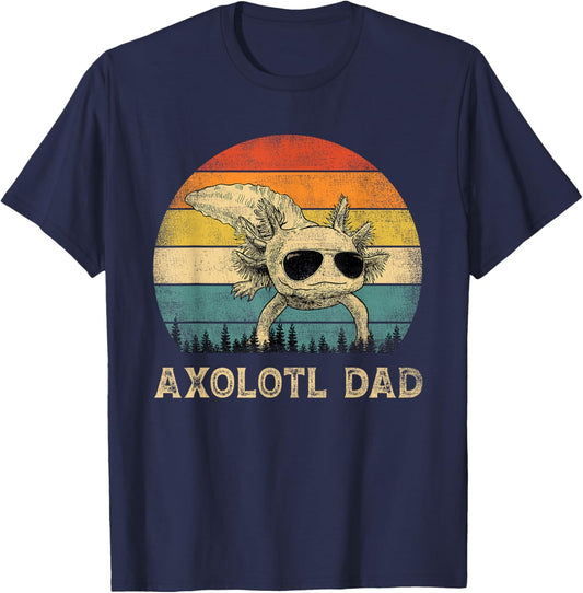 Vintage Axolotl Dad Axolotl Lovers Daddy Father's Day T-Shirt - T-Shirt | Navy
