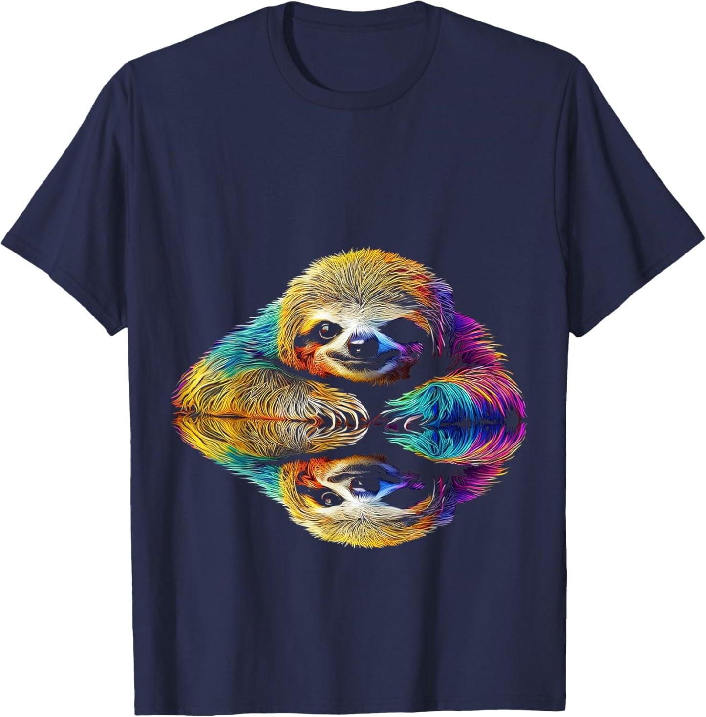 Sloth Abstract Cute Animal Colorful Art Graphic Sloth T-Shirt - T-Shirt | Navy