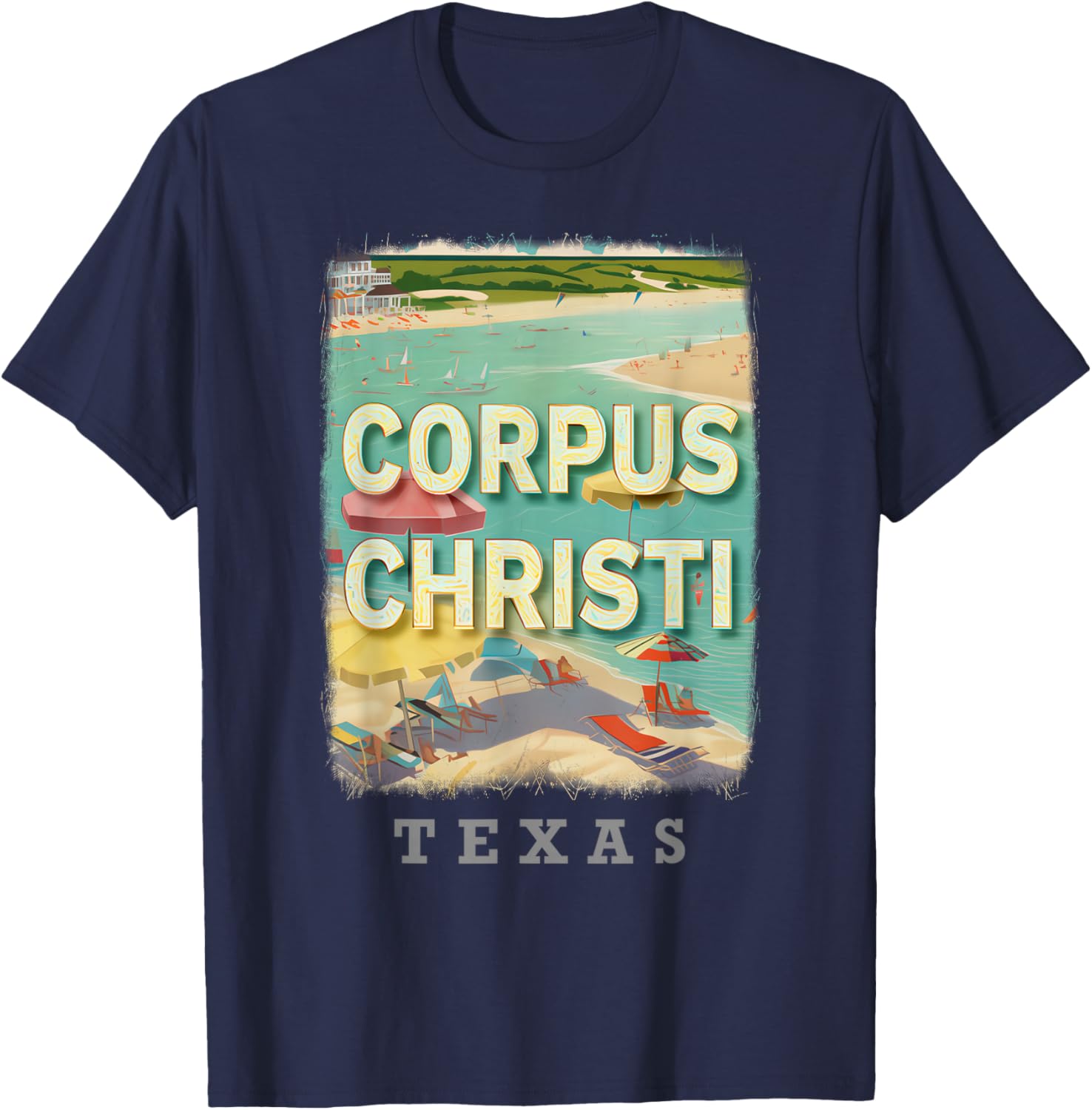 Corpus Christi Texas TX Beachside Bliss SD690 T-Shirt - T-Shirt | Navy