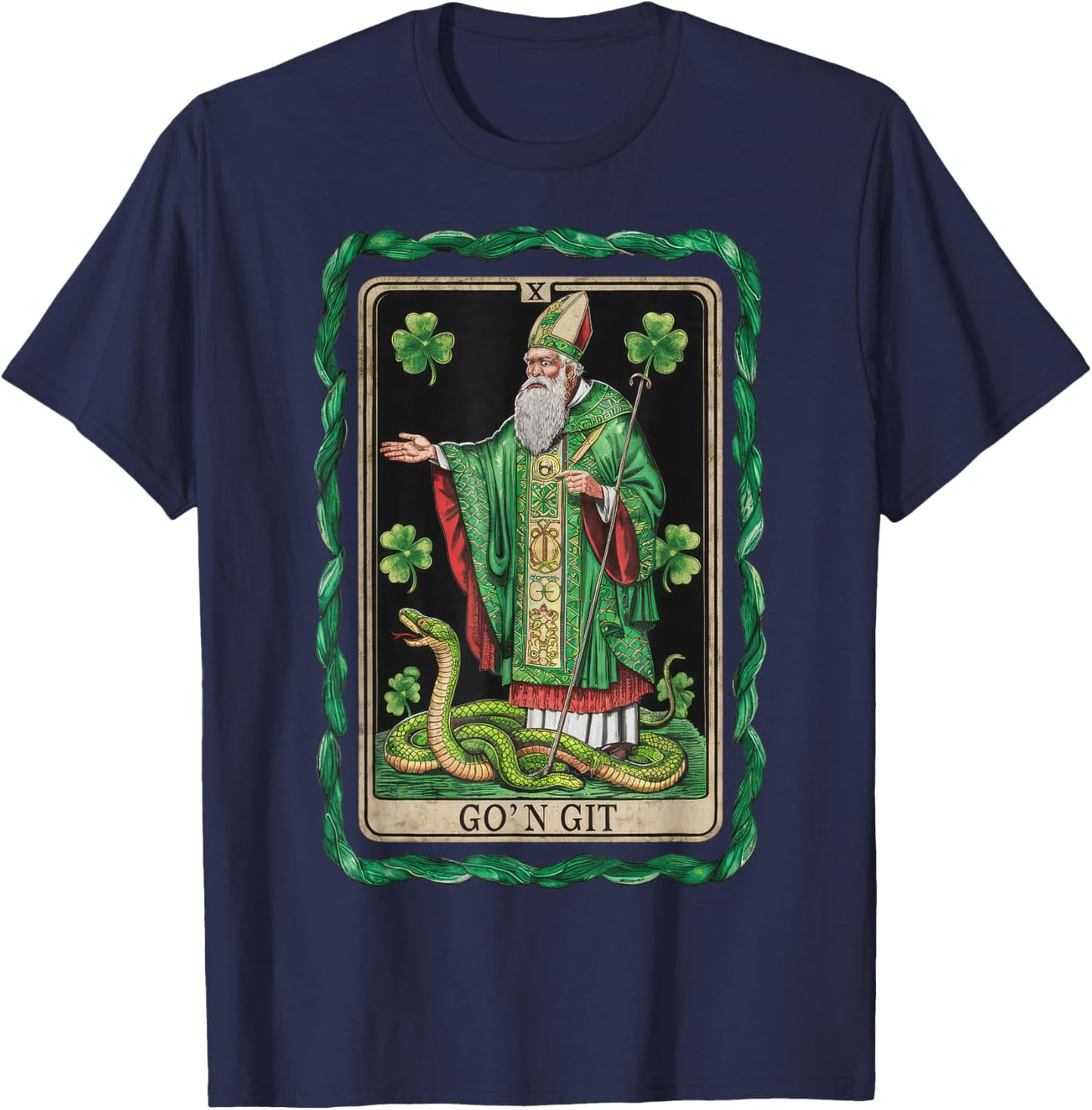 Funny St Patricks Day Tarot Card Go'n Git St Patrick Vintage T-Shirt - T-Shirt | Navy