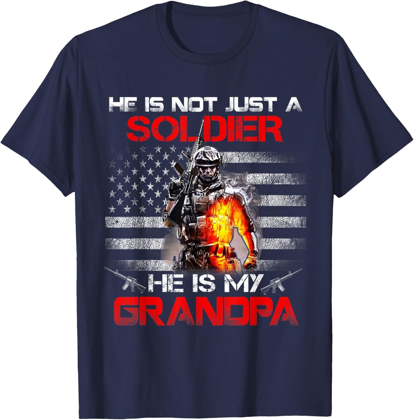 My Grandpa Is A Soldier Proud Army Grandson Granddaughter T-Shirt - T-Shirt | Navy