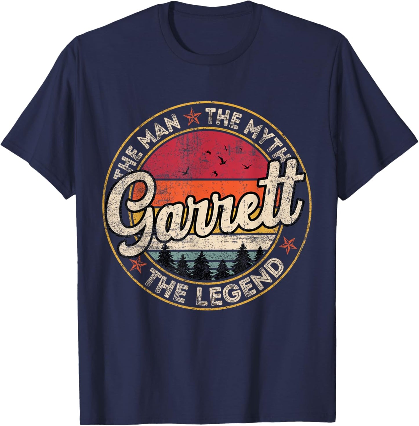 Garrett The Man The Myth The Legend Personalized Name T-Shirt - T-Shirt | Navy