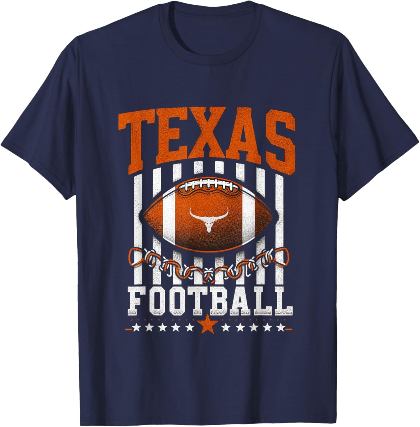 Texas Football Orange and White distressed graphic T-Shirt - T-Shirt | Navy