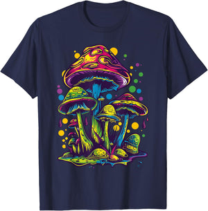 Magic Mushrooms Toadstools Fungi Psychedelic Festival T-Shirt - T-Shirt | Navy