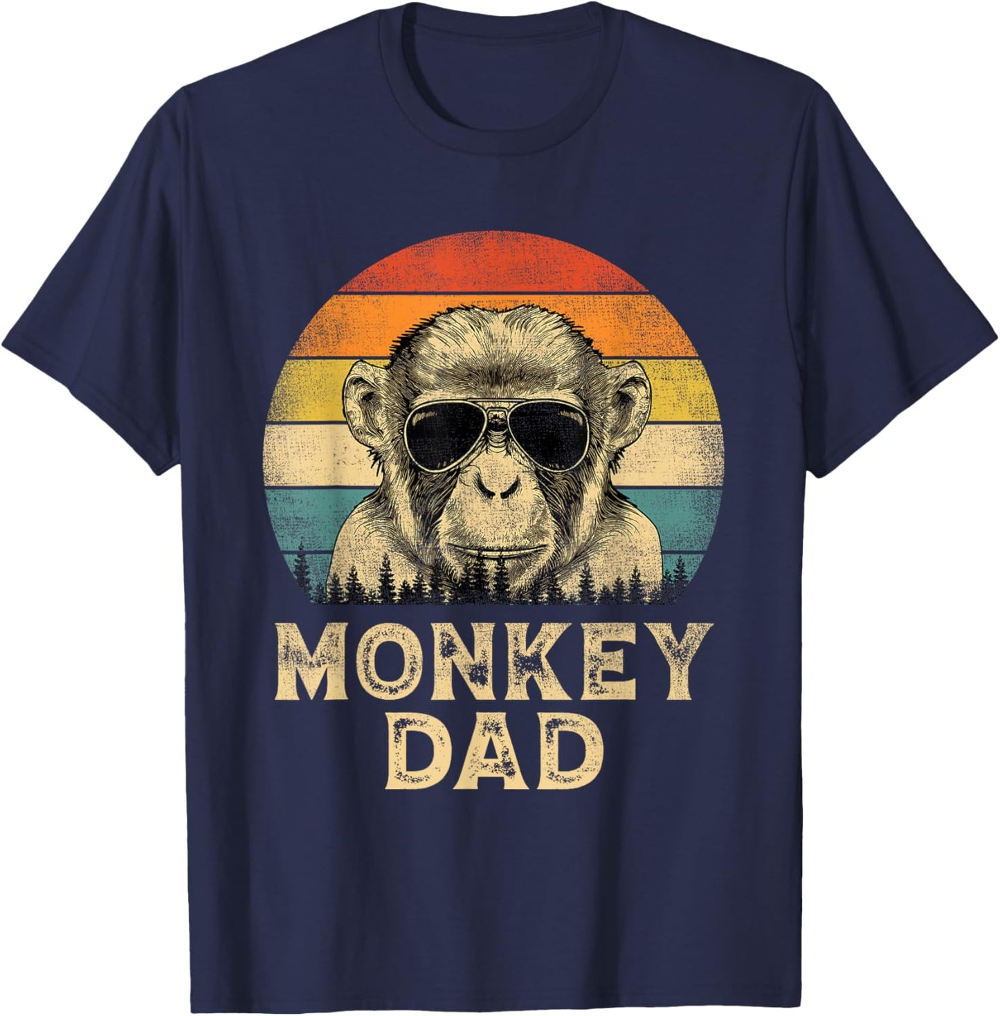 Vintage Monkey Dad Monkey Lovers Daddy Father's Day T-Shirt - T-Shirt | Navy