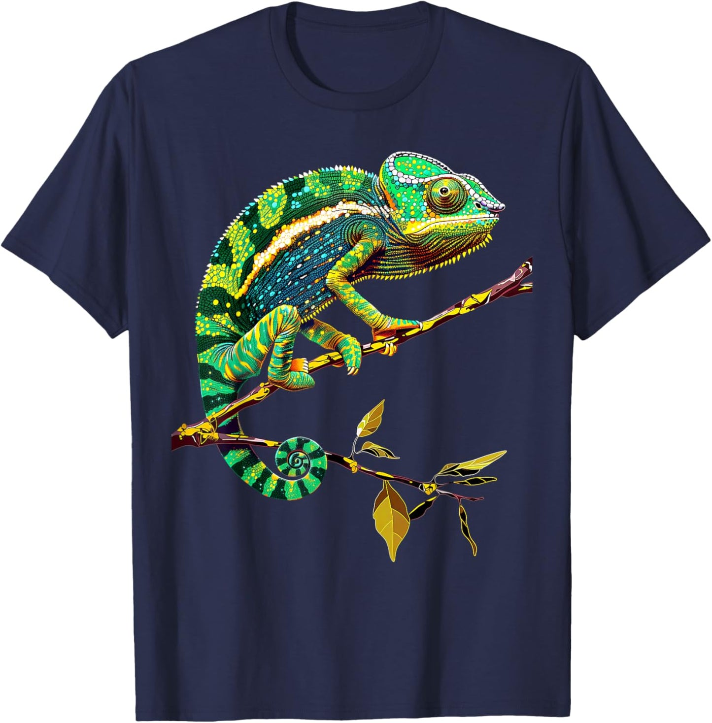 Chameleon Lizard Reptile Chameleon Iguana Chameleon , Black, S T-Shirt - T-Shirt | Navy
