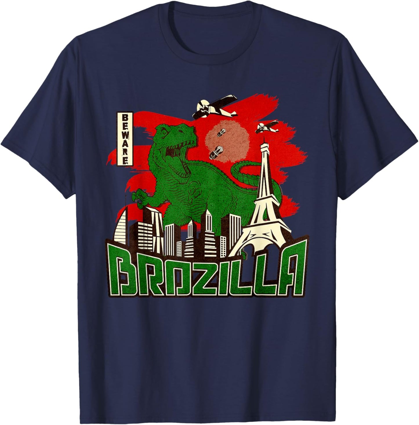 Brozilla Japanese Monster Big Brother or Little Brother Bro T-Shirt - T-Shirt | Navy