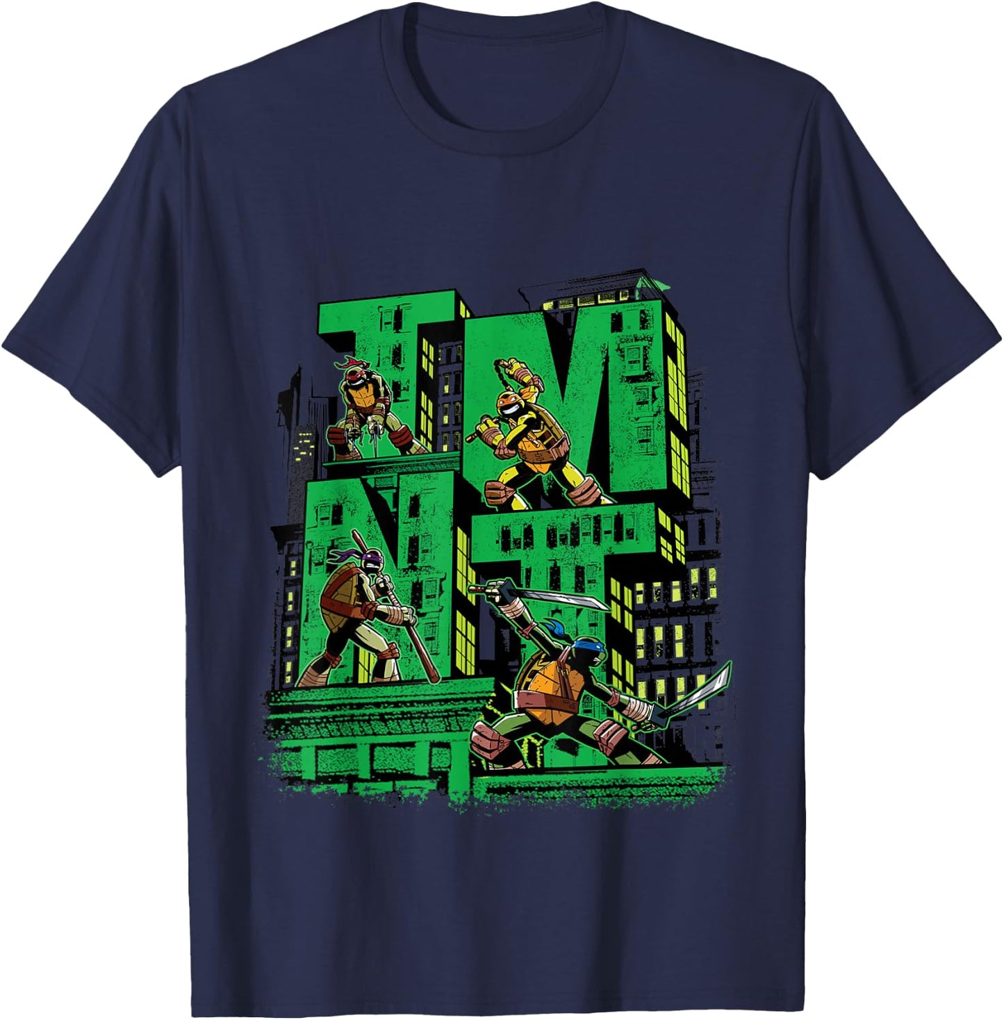 TMNT 3D Text Mutant Ninja Turtles T-Shirt - T-Shirt | Navy