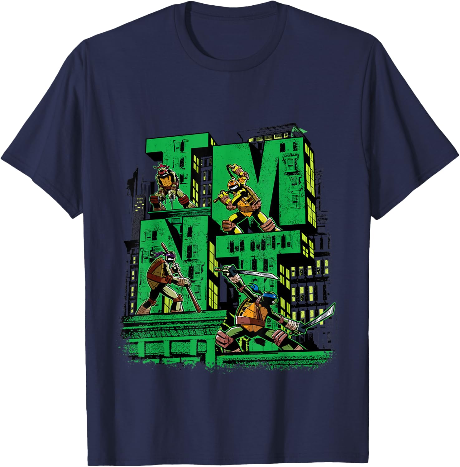 TMNT 3D Text Mutant Ninja Turtles T-Shirt - T-Shirt | Navy