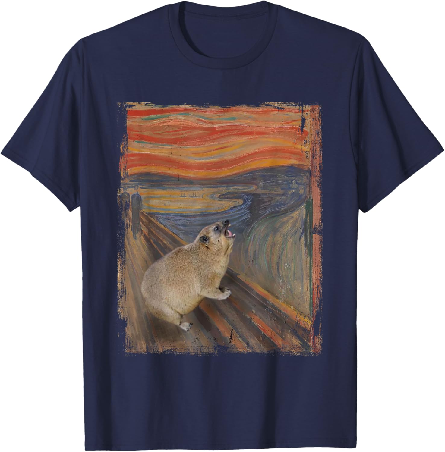 Hyrax Scream Meme Vintage Awawa Hyrax Lover T-Shirt - T-Shirt | Navy