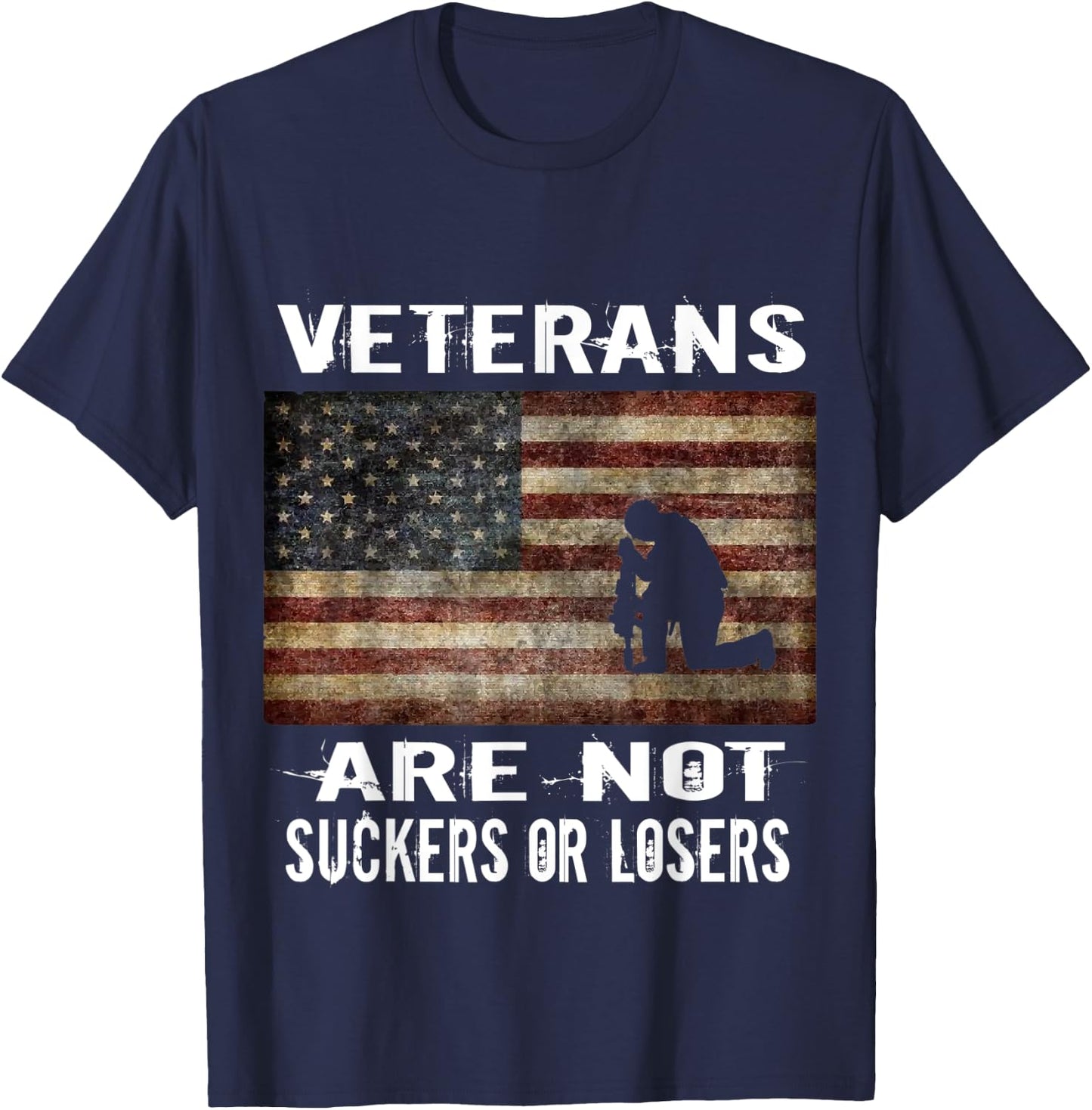 Veterans Are Not Losers or Suckers Women Men Anti Trump T-Shirt - T-Shirt | Navy