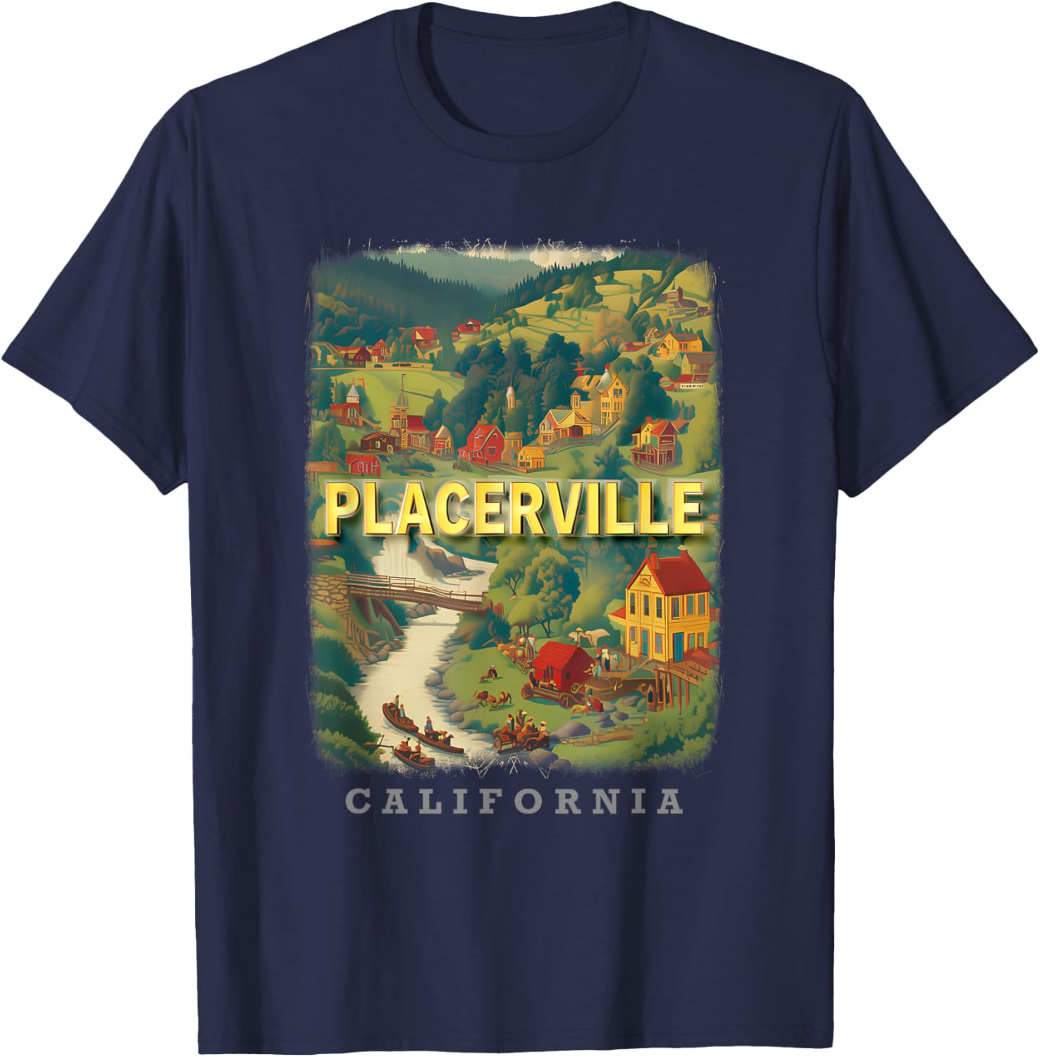 Placerville California CA Gold Rush Glory SD720 T-Shirt - T-Shirt | Navy