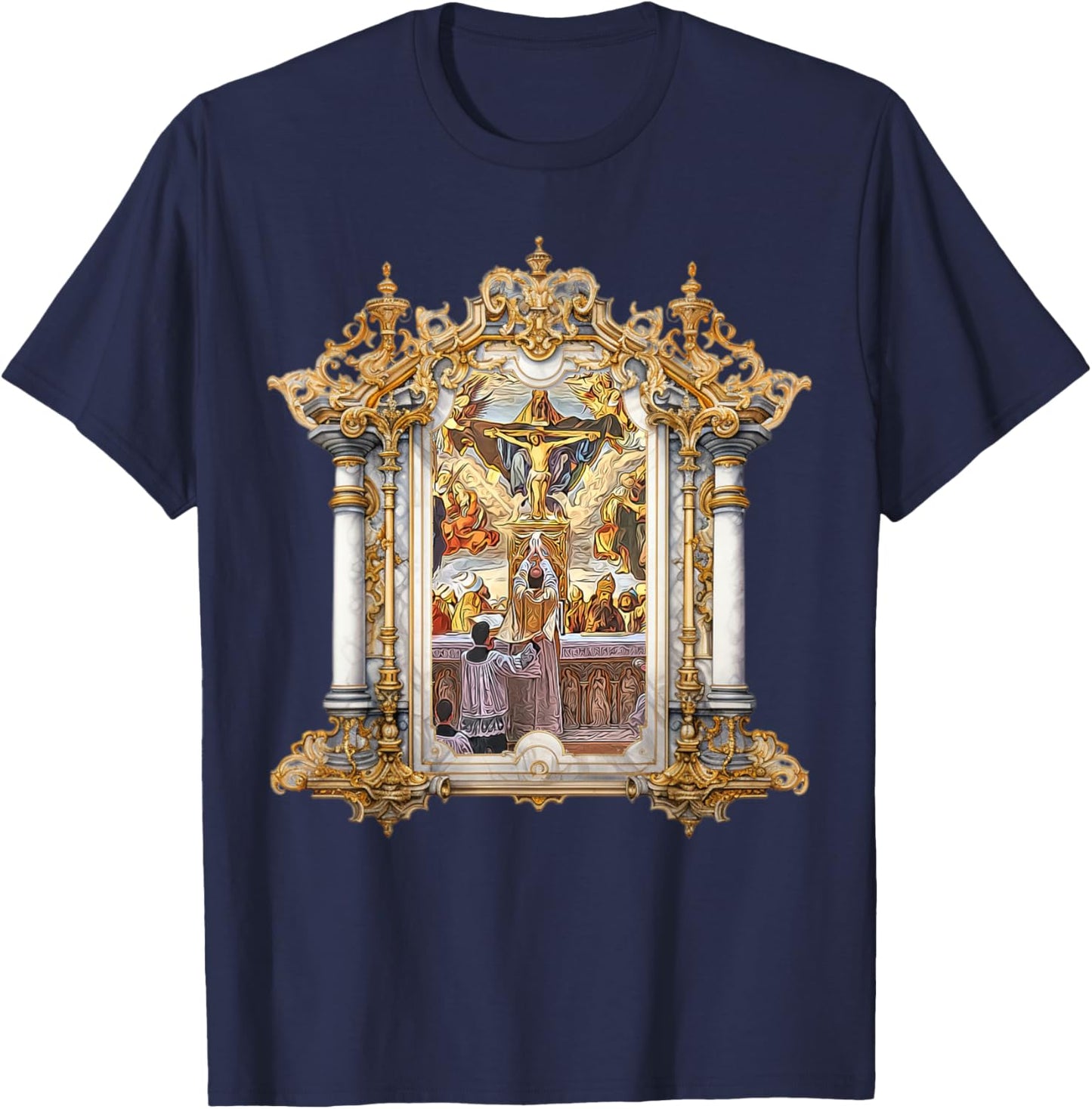 Eucharistic Consecration Traditional Latin Mass Catholic T-Shirt - T-Shirt | Navy