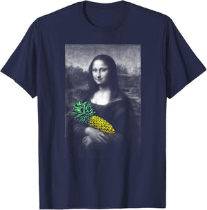 Mona Lisa with Pineapple Funny Mashup T-Shirt - T-Shirt | Navy